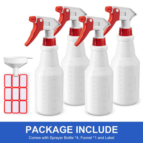 Spray Bottles (4 Pack, 24 Oz) Refillable Empty Plastic Water Spraying Bottle for Cleaning Solutions, Hair Spray, Car Detail, Watering Plants,