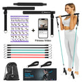 Portable Pilates Bar Kit with Resistance Bands for Men and Women - 3 Set Exercise Resistance Bands - Multifunctional Home Gym - Supports Full-Body