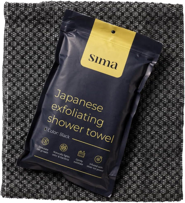 Exfoliating Washcloth Face & Body Scrub Towel - Japanese Exfoliating Towel with Hexagon Fibers, Body Scrubber with 2 Sides for Scrubbing &