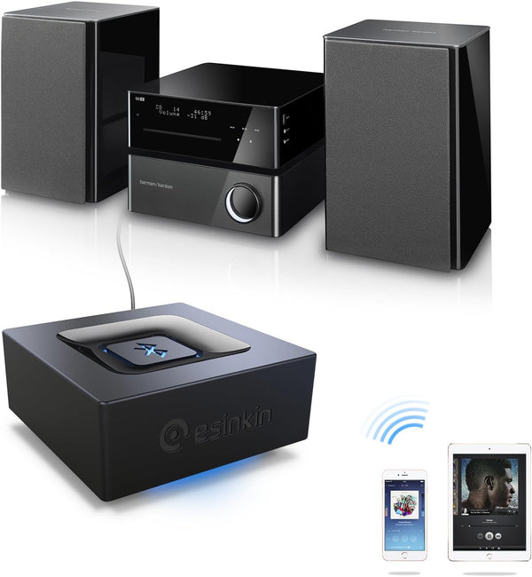 Esinkin Bluetooth Audio Adapter for Music Streaming Sound System, Wireless Audio Adapter Works with Smartphones and Tablets, Bluetooth Receiver