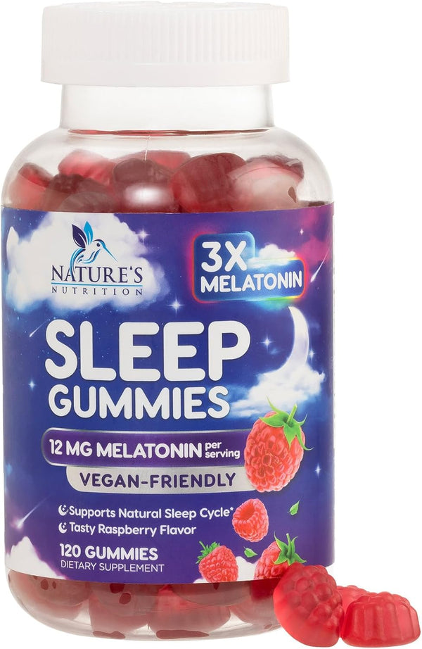 Sleep Gummies with Melatonin - Extra Strength Sleep Gummy, 12 Mg Melatonin, Natural Melatonin Gummy, Occasional Sleep Support Supplement for