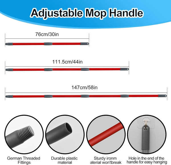 Spin Mop Head Replacement,Iron Spin Handle,Brush and Base Compatible with O Cedar Easywring 1 Tank System,Microfiber Mop Refills and 30-58" Handle