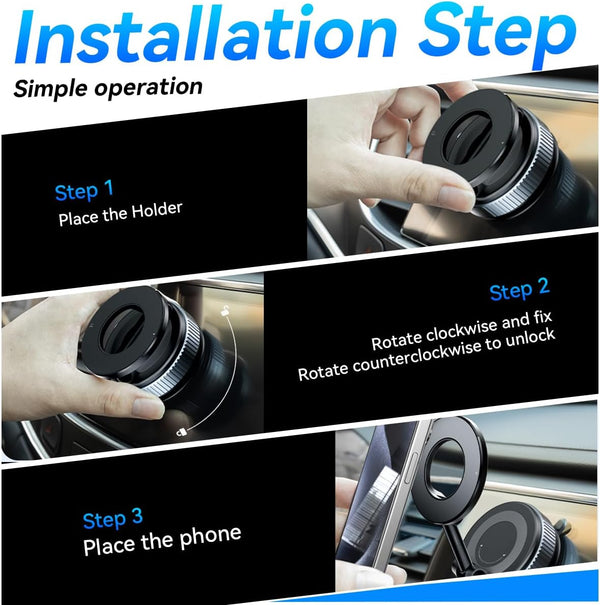Vacuum Suction Magnetic Phone Holder, Strong Suction Magnetic Car Phone Holder Mount Foldable Phone Stand for Iphone16/15/14/13/12,