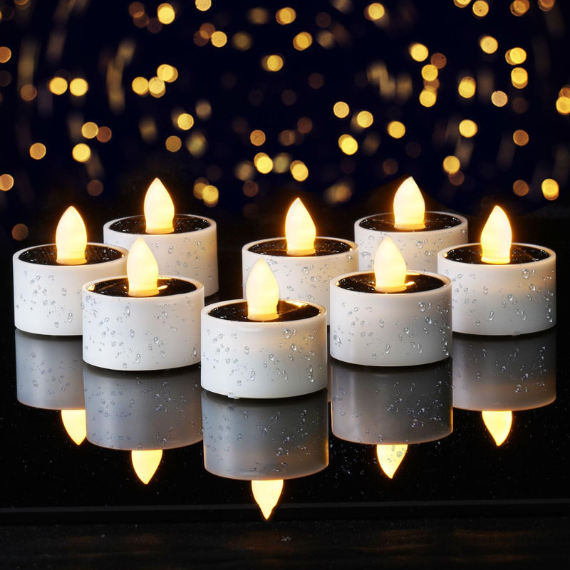 Homemory Solar Tea Lights Outdoor Waterproof, Dusk to Dawn Outdoor Lighting, Reusable LED Tea Light Candles for Lantern Garden Camping and Home