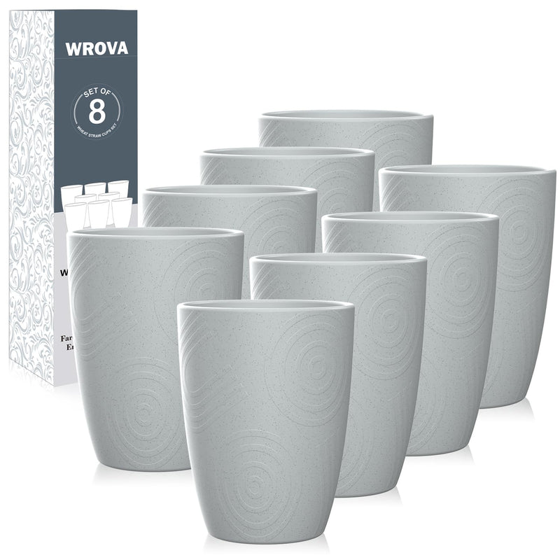 Wheat Straw Cups 8 PCS Good Alternative to Plastic Reusable Cups 12 Oz Unbreakable Drinking Cup Reusable Dishwasher Safe Water Plastic Glasses
