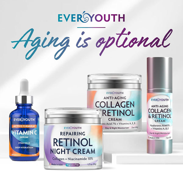 Vitamin C Serum for Face, Stem Cells, Niacinamide, Hyaluronic Acid & Vitamin E – Anti-Aging Retinol Facial Serum with Glycolic Acid & Retinal for