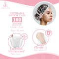 Disposable Shower Caps 100Pcs, 18.1 Inch Plastic Shower Cap for Women Waterproof Bath & Bathing Accessories, Home & Travel Essentials