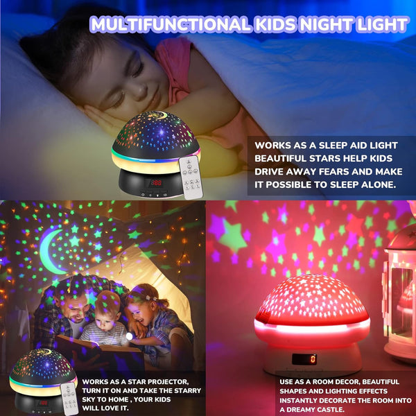 MINGKIDS Timer Star Light Projector with Remote Control,Rotation and 16 Colors Projection Lamp and Sleep Light,Christmas Easter Birthday Gifts for