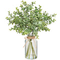 Zheart Fake Eucalyptus Stems in Glass Vase with Faux Water,14" Artificial Plants Eucalyptus Leaves for Shelf Desk Bathroom Farmhouse Room Coffee