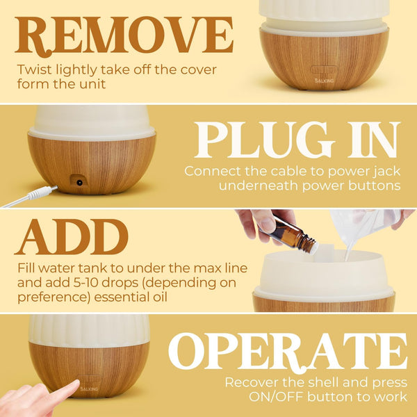 SALKING Essential Oil Diffuser, 300Ml Aromatherapy Diffuser for Essential Oils, Ultrasonic Diffuser with Adjustable Mist Mode Timers, Cool Mist