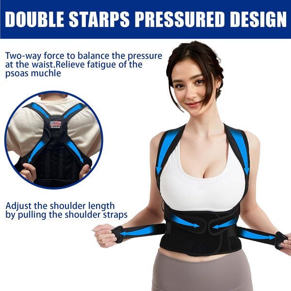 Posture Corrector for Women and Men - Adjustable Back Brace for Pain Relief - Enhances Posture and Provides Lumbar Support - Upper and Lower Back
