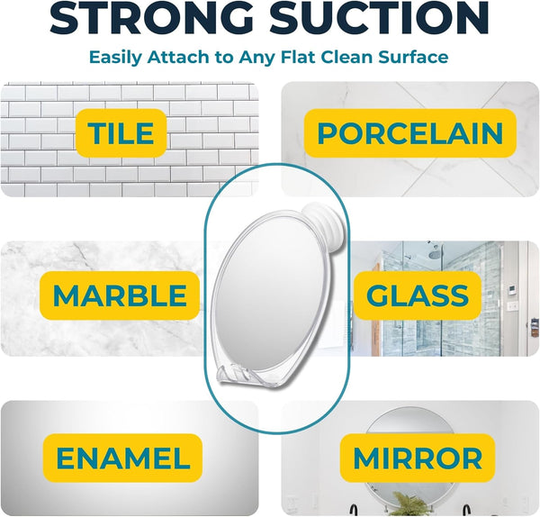 HONEYBULL Shower Mirror Fogless for Shaving - with Suction, Razor Holder for Shower & Swivel, Small Mirror, Shower, Bathroom Mirror, Bathroom