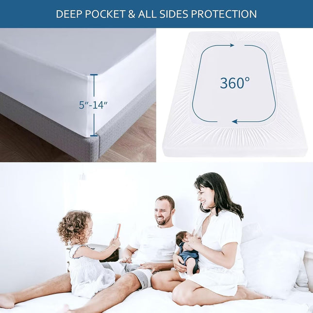 Waterproof Mattress Protector Twin Size,Mattress Cover Protector, Smooth Top Mattress Protector for Kids, Breathable Ski