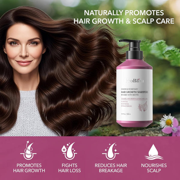 Onion & Rosemary Hair Growth Shampoo: Biotin Infused Shampoo for Hair Loss and Thinning Hair - Promotes Healthier, Thicker and Stronger Hair for