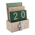 Notakia Perpetual Calendar, Wooden Calendar for Home Office Desk Accessories Vintage Wood Block Calendar(Green) Green cactus