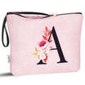Vavabox A-Z Personalized Makeup Bag, Birthday Gifts for Women Mom, Gifts for Best Friend, Bride Bridesmaid Cosmetic Bag (A, Pink)
