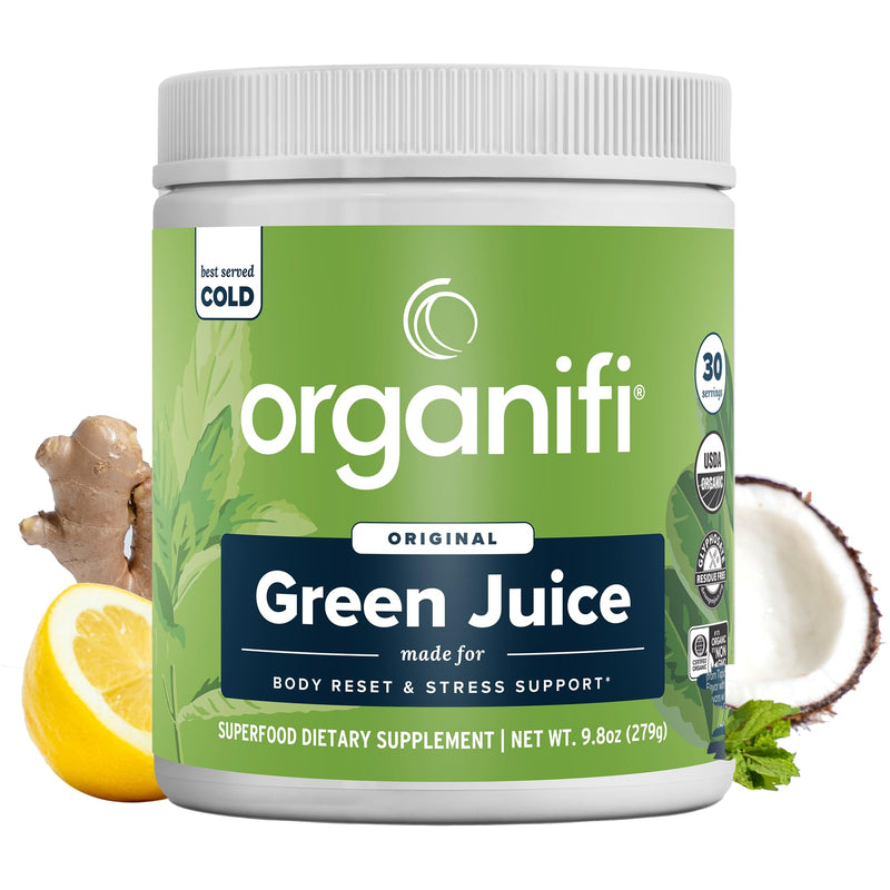 Organifi Green Juice - Powder Supplement with Organic Spirulina, Ashwagandha, and Chlorella - Helps Achieve Fitness Goals and Reduce Cortisol