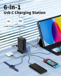 USB C Charging Station 55W,6-Port USB Charger for Multiple Devices,Usb C Fast Charging Hub Compatible with Iphone/Android/Samsung/Tablet,Etc