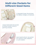 BAGSMART Cord Organizer Travel Cable Bag, Compact Tech Electronic Organizer Travel Case, Essentials for Charger, Cable, Phone, Flash Drive - Pink