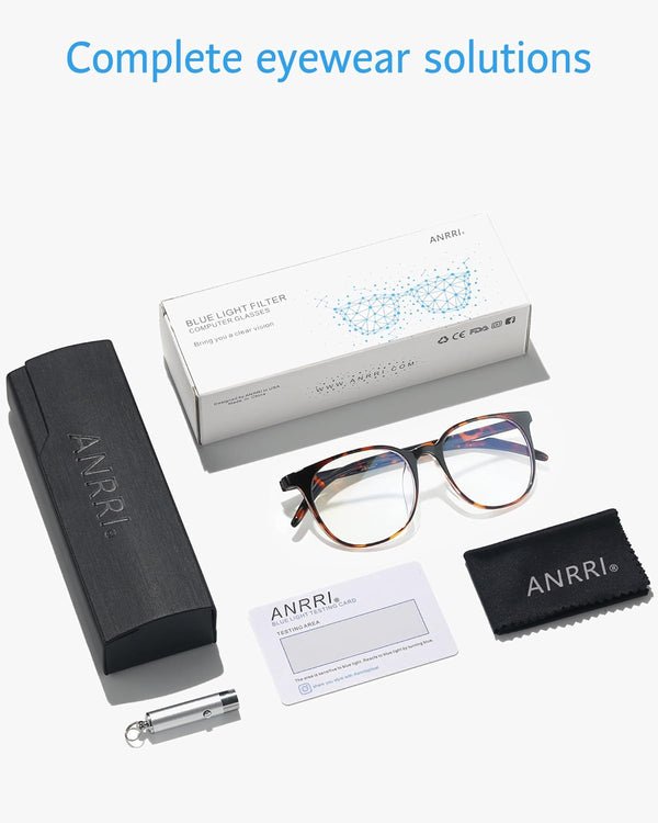 ANRRI Blue Light Blocking Glasses anti Eye Strain Computer Glasses Filter UV400 Lightweight Frame Eyeglasses for Women Men