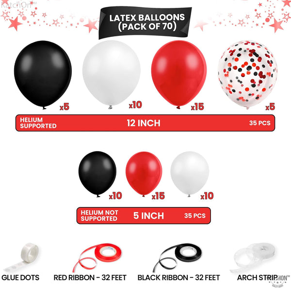 Katchon, Graduation Decorations Class of 2025 Red and Black - Huge, Pack of 76 | Congrats Grad Banner and Graduation Boxes 2025 | Red Balloon Arch