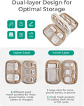 BAGSMART Electronics Organizer Travel Case, Cord Organizer for Women, Travel Cable Bag (Beige) A-Double Layer Beige