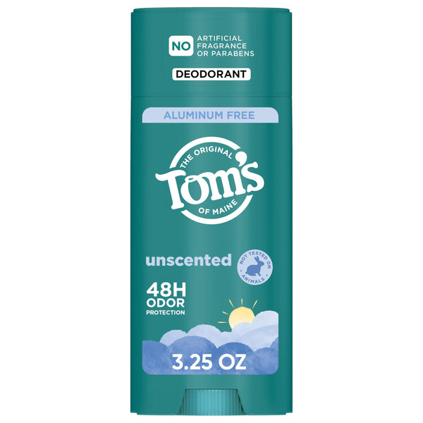 TomâS of Maine Unscented Natural Deodorant for Women and Men, Aluminum Free, 3.25 Oz