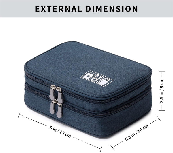 Mygreen Electronic Organizer Travel Cable Organizer Bag for Hard Drives, Cables, Charger, Phone, USB, SD Card Dark Blue