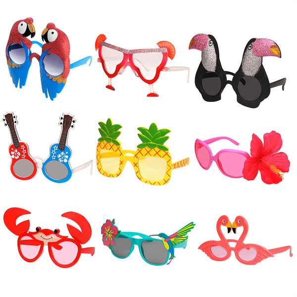 Ocean Line Luau Party Sunglasses - 9 Pairs Funny Hawaiian Glasses, Tropical Fancy Dress Props, Fun Summer Kids Party Favors, Beach Themed Party