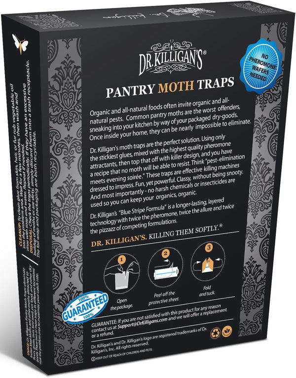 Dr. Killigan'S Premium Double Potent Pantry Moth Traps with Pheromones Prime, Sticky Indian Meal Moth Traps for Kitchen, How to Get Rid of Moths