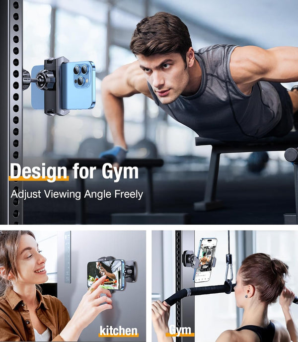 Magnetic Phone Holder for GymãStrong MagnetsãGym Magnetic Phone Holder Attach to Metal Surface, Magnetic Phone Mount for Gym Accessories for Men