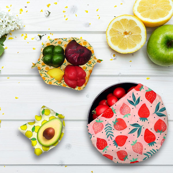 Reusable Beeswax Wrap - 9 Pack Eco-Friendly Beeswax Wraps for Food, Organic, Sustainable, Biodegradable, Zero Waste, Plastic-Free Food Storage, 1L