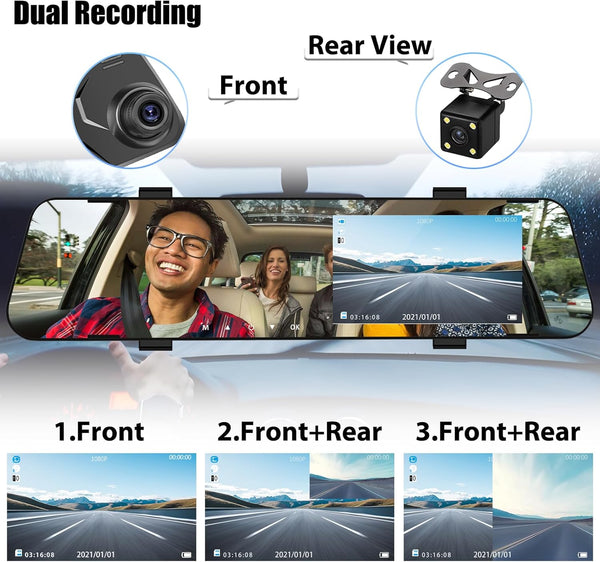 Mirror Dash Cam for Cars,4.5" Rear View Mirror 1080P Front and Rear View Dual Cameras,Super Night Vision,Parking Assistance,G-Sensor,24H Parking