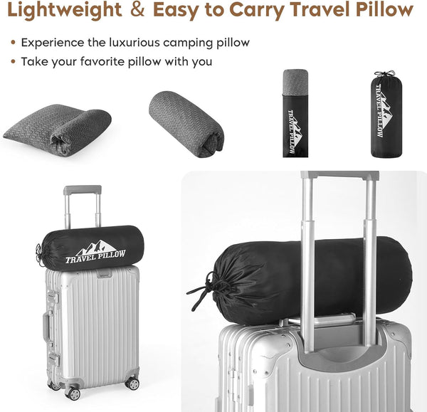 Small Shredded Memory Foam Pillow, Camping Pillow Travel Pillow - Compressible Medium Firm, Breathable Cover, Ideal Backpacking Hiking, Airplane