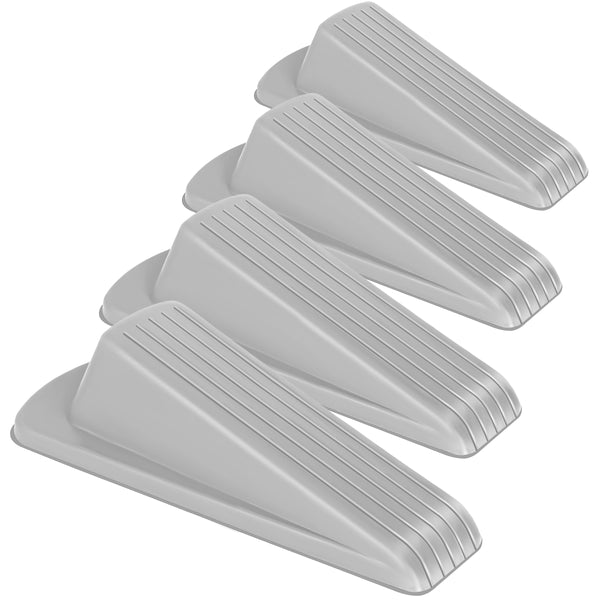 4 Pack Premium Rubber Door Stoppers Wedge, Door Stops for Carpet Heavy Duty Door, for Bottom of Door on Tile, Concrete, Carpet, Wooden Floor (Gray)