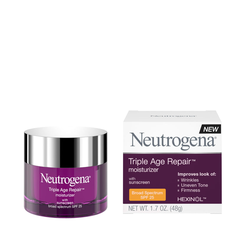 Neutrogena Triple Age Repair Anti-Aging Daily Facial Moisturizer with SPF 25 Sunscreen & Vitamin C, Firming Anti-Wrinkle Face & Neck Cream for
