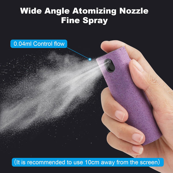 4 Pack Screen Cleaner 3-In-1 Touchscreen Mist Cleaner Spray and Microfiber Cloth Built-In Cleaning Solution Portable Reusable Fingerprint-Proof