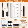 Sourdough Starter Jar Glass, 34 Oz DIY Wide-mouth Pro Sourdough Starter Jar Kit with Silicone Spatula,Cholkboard Sign, hermometer,Feeding