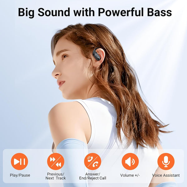 Occiam Wireless Earbuds Bluetooth Headphones Ear Buds 96Hrs Playback Sport Over-Ear Waterproof Wireless Headphones Earphones with Earhooks ENC