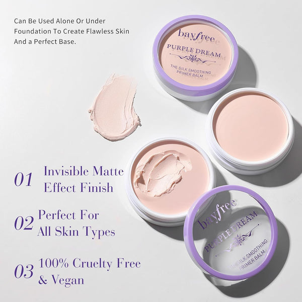 Silk Smoothing Primer Balm, Poreless Primer for Smooth & Flawless Skin, Long Lasting, Soft Texture, Matte Finish, Fills in Pores and Fine Lines,