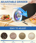 CIRCLE JOY Gravity Electric Salt and Pepper Grinder Set Automatic Salt and Pepper Grinder Set with LED Light, Battery Operated, Adjustable