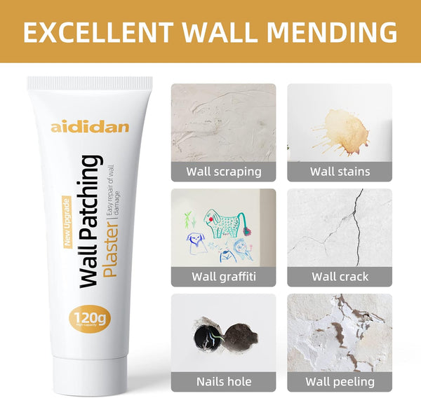 2Pcs Drywall Repair Kit Hole Repair Patch Kits Wall Spackle Repair Paste Wall Mending Agent Quick Fix Solution for Home Wall, White Repair Putty