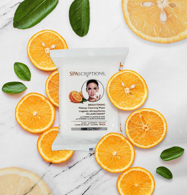 Spascriptions™ Anti-Aging, Brightening, Moisturizing & Pore Refining Towelettes Removes Waterproof Makeup, Revives with Collagen, Vitamin C,