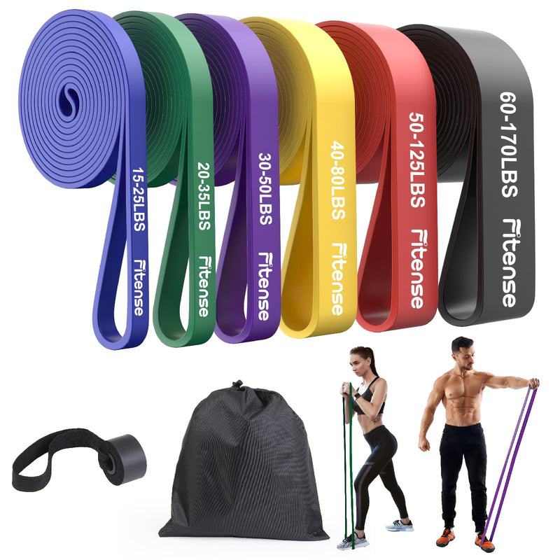 Resistance Bands Set - Pull up Bands for Men Women, Exercise Bands Resistance with Door Anchor, Training Poster & Pouch for Body Stretching, Pull