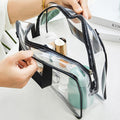 APREUTY Clear Makeup Bags, TSA Approved 3 Pcs Large Cosmetic Makeup Bags Set Clear PVC with Zipper Handle Portable Travel Luggage Pouch Airport