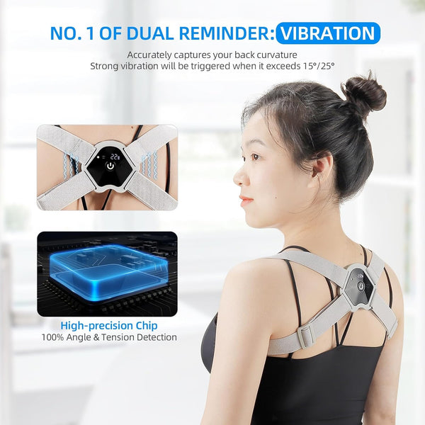 LIARTY Posture Corrector with Touchscreen and Smart Vibration, Upper Back Brace for Teens & Kids, Fully Adjustable Back Straightener