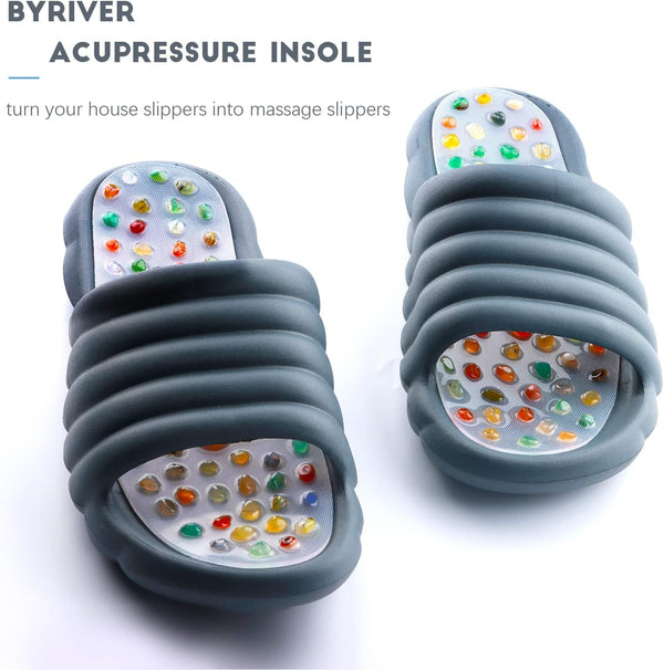 BYRIVER Real Stone Massage Insole Shoes Insert for Men Women, Reflexology Foot Massage Mat, Plantar Fasciitis Massager, Stimulate Pressure Points,