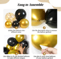 FOTIOMRG Black and Gold Balloons Garland Arch Kit, 5 10 12 18Inch Black Gold Confetti Latex Balloons for 2024 Graduation New Year Anniversary