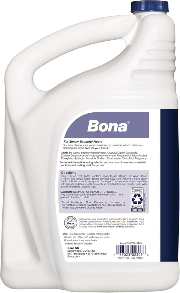 Bona Hardwood Floor Cleaner Refill - 128 Fl Oz - Lavender Thyme Scent - Residue-Free Floor Cleaning Solution Spray Mop and Spray Bottle Refill -
