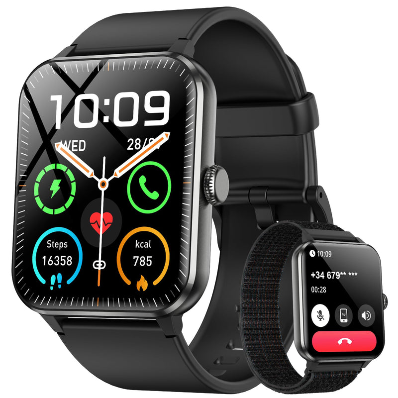 Blackview 2025 Smart Watch (Answer/Make Calls), Fitness Watch for Men and Women with Heart Rate/Spo2/Sleep Monitor/2 Straps, 100+ Sports Modes,